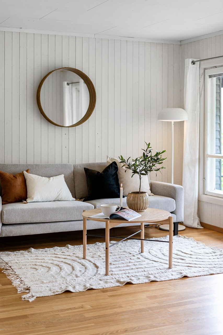 neutral living room staged photo